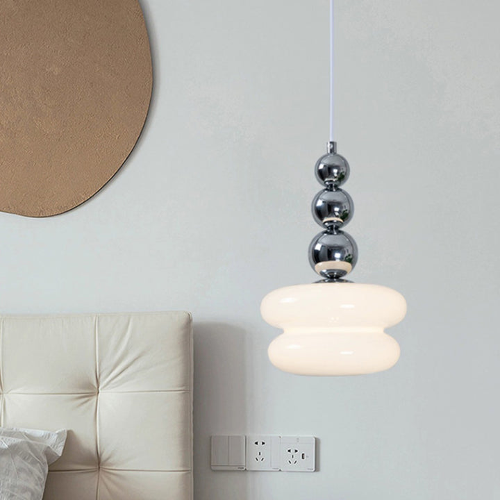 Abat-jour rond en verre de fer nordique contemporain 1-lumière suspension pour salon 