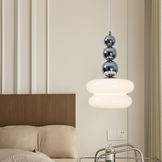 Abat-jour rond en verre de fer nordique contemporain 1-lumière suspension pour salon 
