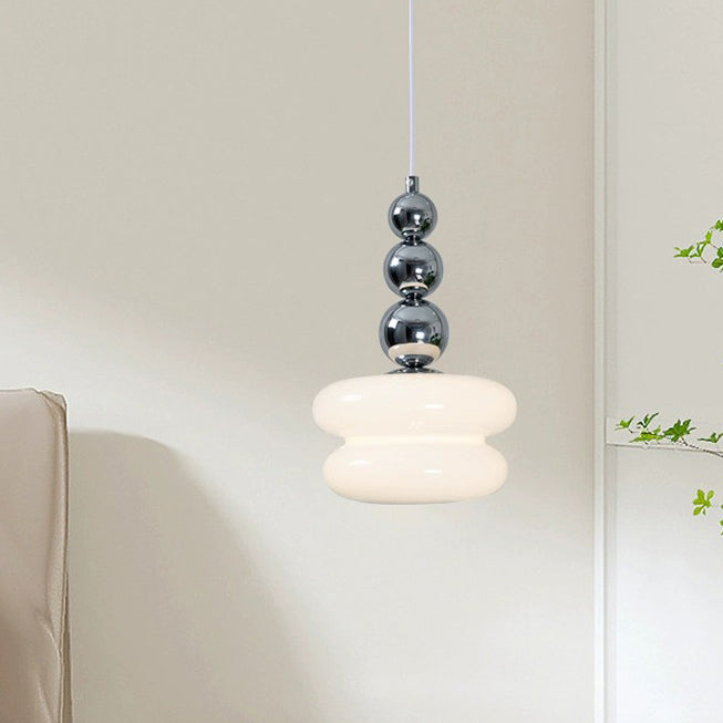 Abat-jour rond en verre de fer nordique contemporain 1-lumière suspension pour salon 