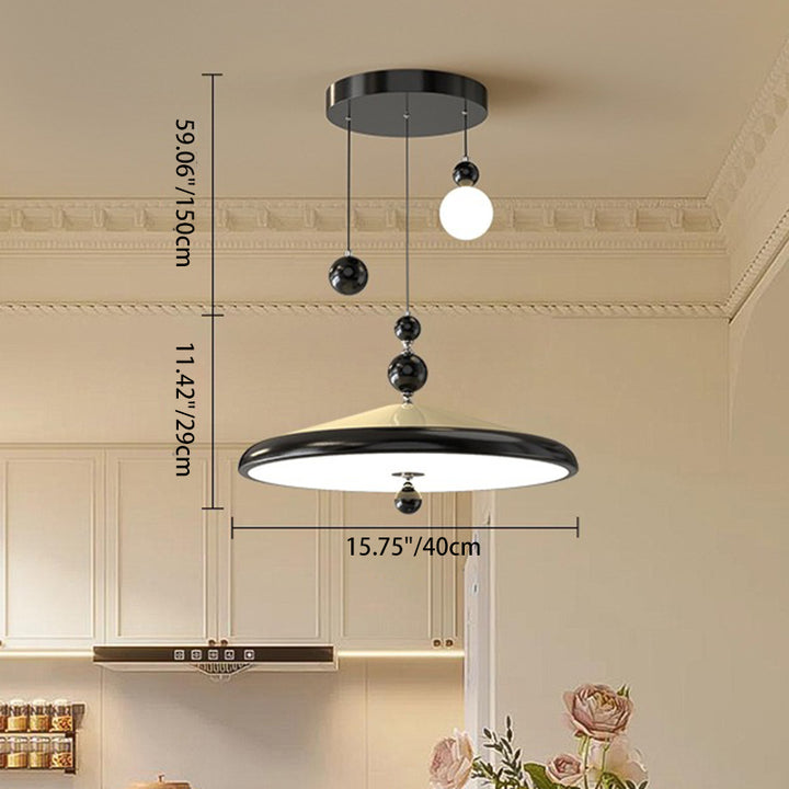 Traditionelle französische Eisen-Faux-Holzmaserung-Acryl-Kegelschirm-LED-Pendelleuchte für das Wohnzimmer 