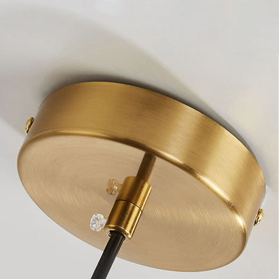 Contemporain nordique rond dentelle tout en laiton verre suspension 1 lumière pour salon 