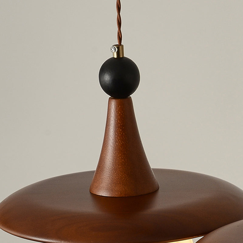 Moderne Mid-Century Massivholz Glas Kugelschirm 1/3-Licht Kronleuchter Insellicht für Wohnzimmer 