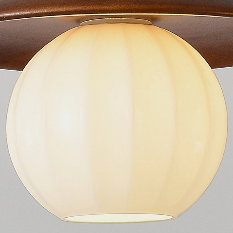 Moderne Mid-Century Massivholz Glas Kugelschirm 1/3-Licht Kronleuchter Insellicht für Wohnzimmer 