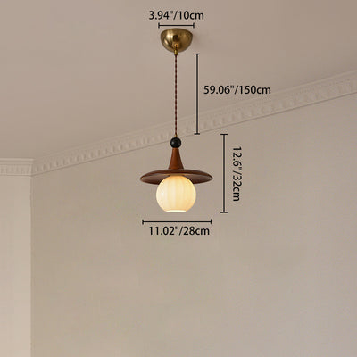 Moderne Mid-Century Massivholz Glas Kugelschirm 1/3-Licht Kronleuchter Insellicht für Wohnzimmer 