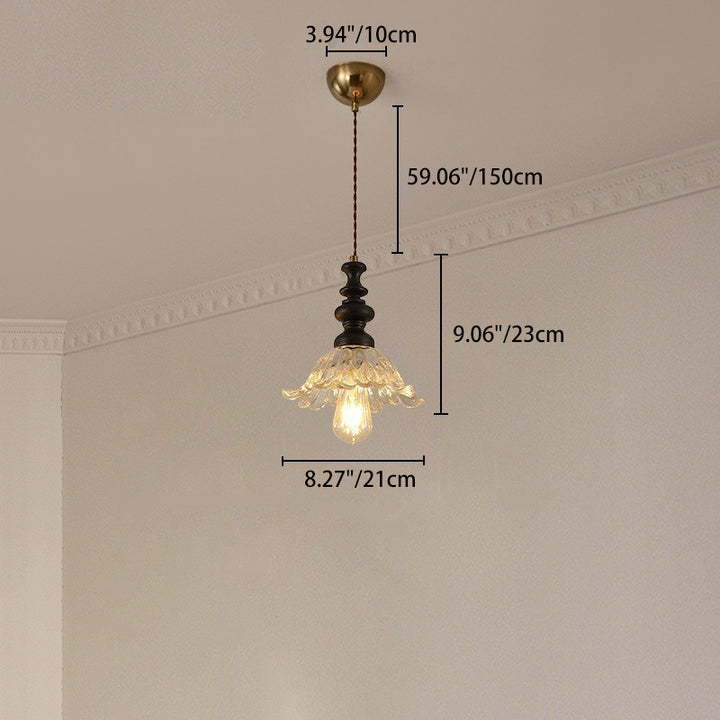 Traditional French Solid Wood Floral Glass Shade 1/3-Light Chandelier Island Light For Living Room