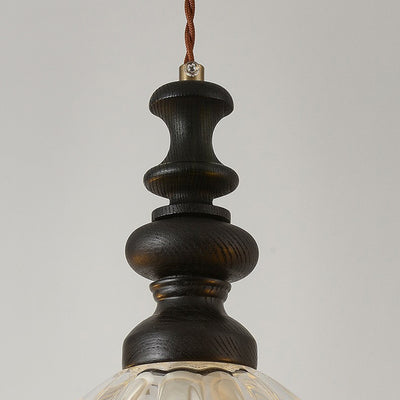 Traditional French Solid Wood Floral Glass Shade 1/3-Light Chandelier Island Light For Living Room