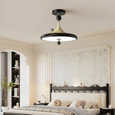 Moderne Mid-Century Eisen Faux Holzmaserung Acryl LED Semi-Flush Deckenleuchte für das Schlafzimmer 