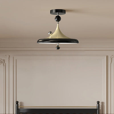 Moderne Mid-Century Eisen Faux Holzmaserung Acryl LED Semi-Flush Deckenleuchte für das Schlafzimmer 