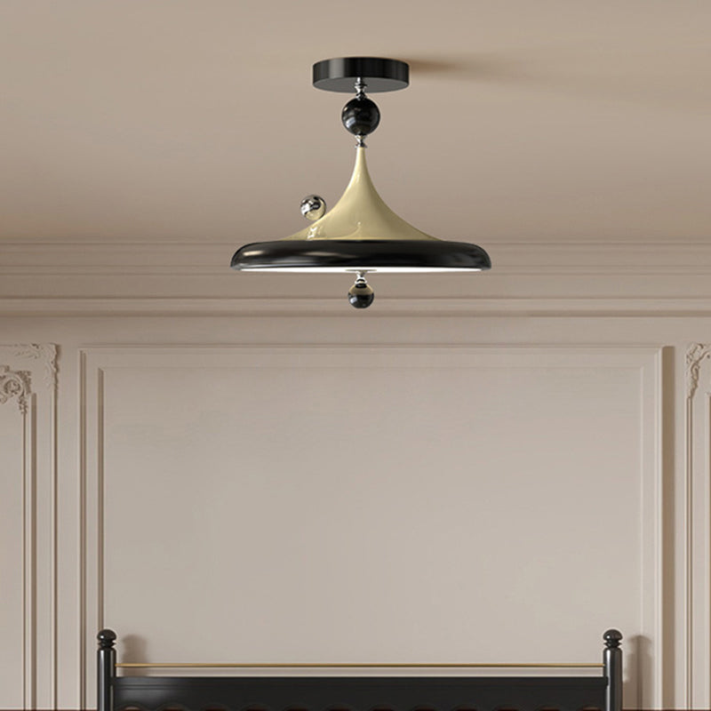 Moderne Mid-Century Eisen Faux Holzmaserung Acryl LED Semi-Flush Deckenleuchte für das Schlafzimmer 