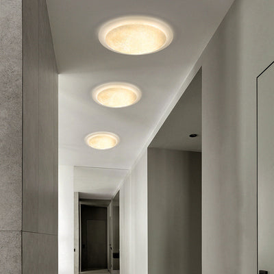 Ventilateur de plafond semi-encastré LED en fer rond ABS acrylique de simplicité moderne pour chambre 