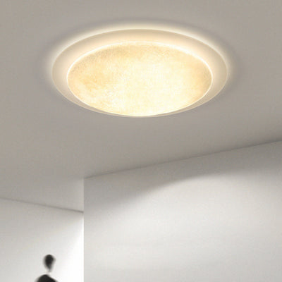 Ventilateur de plafond semi-encastré LED en fer rond ABS acrylique de simplicité moderne pour chambre 