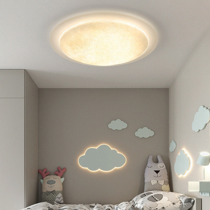 Ventilateur de plafond semi-encastré LED en fer rond ABS acrylique de simplicité moderne pour chambre 