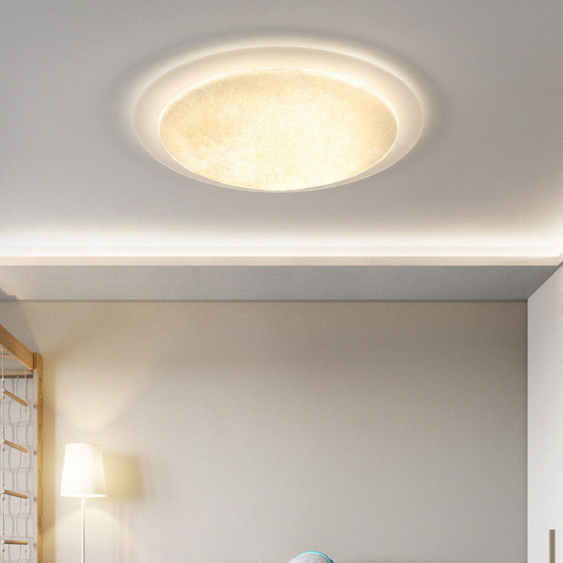Ventilateur de plafond semi-encastré LED en fer rond ABS acrylique de simplicité moderne pour chambre 