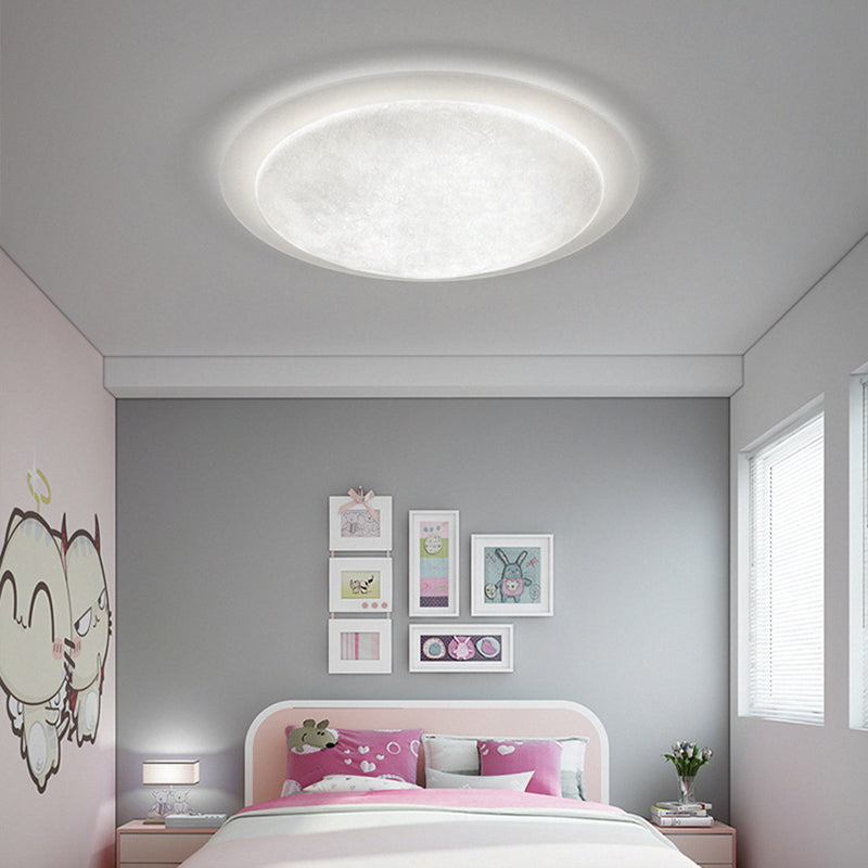 Ventilateur de plafond semi-encastré LED en fer rond ABS acrylique de simplicité moderne pour chambre 