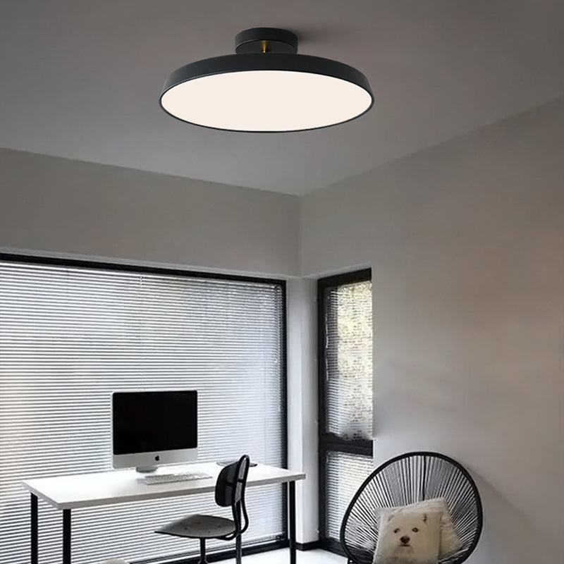 Modern Mid-Century Geometric Circle Hardware Acrylic LED Semi-Flush Mount Ceiling Light For Bedroom