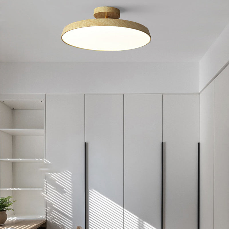 Modern Mid-Century Geometric Circle Hardware Acrylic LED Semi-Flush Mount Ceiling Light For Bedroom