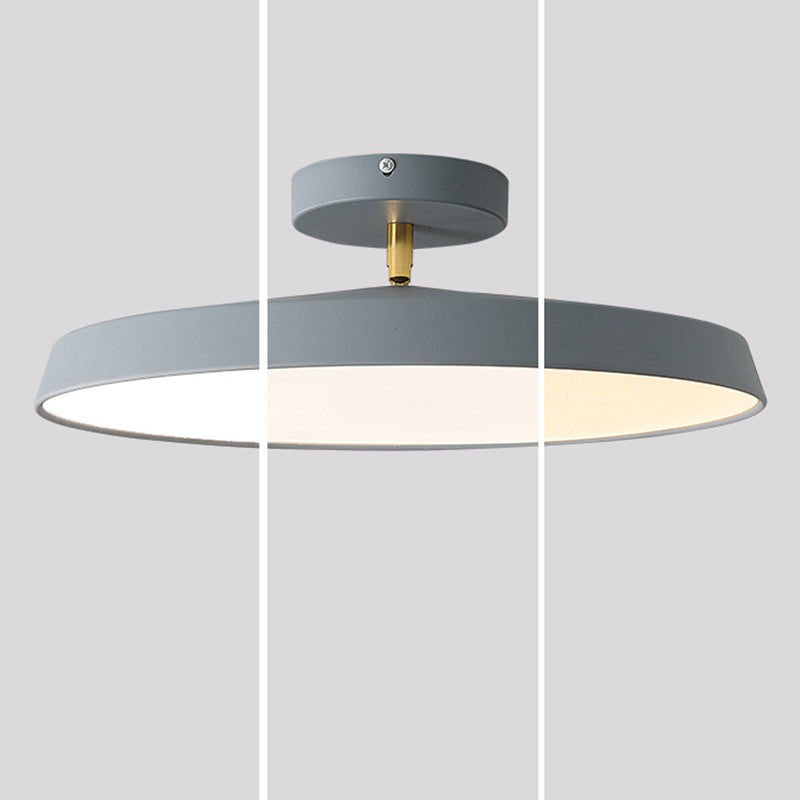 Modern Mid-Century Geometric Circle Hardware Acrylic LED Semi-Flush Mount Ceiling Light For Bedroom
