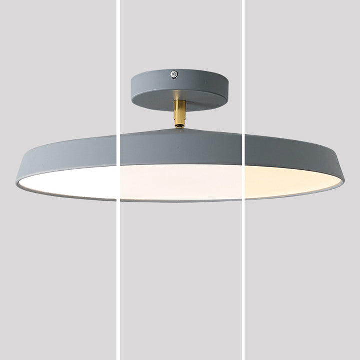 Modern Mid-Century Geometric Circle Hardware Acrylic LED Semi-Flush Mount Ceiling Light For Bedroom