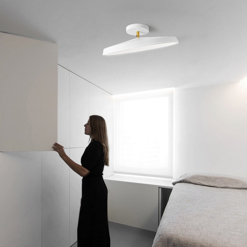 Modern Mid-Century Geometric Circle Hardware Acrylic LED Semi-Flush Mount Ceiling Light For Bedroom