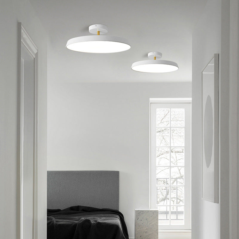 Modern Mid-Century Geometric Circle Hardware Acrylic LED Semi-Flush Mount Ceiling Light For Bedroom