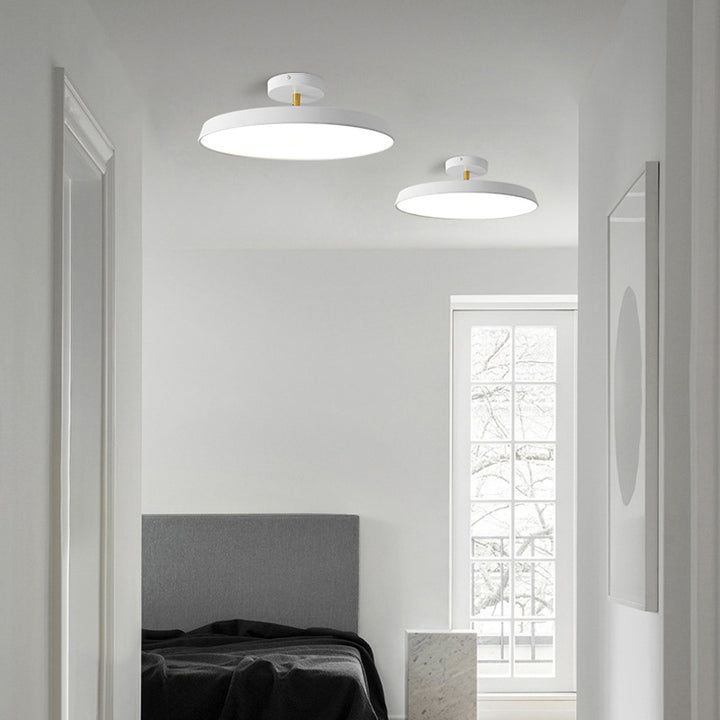 Modern Mid-Century Geometric Circle Hardware Acrylic LED Semi-Flush Mount Ceiling Light For Bedroom