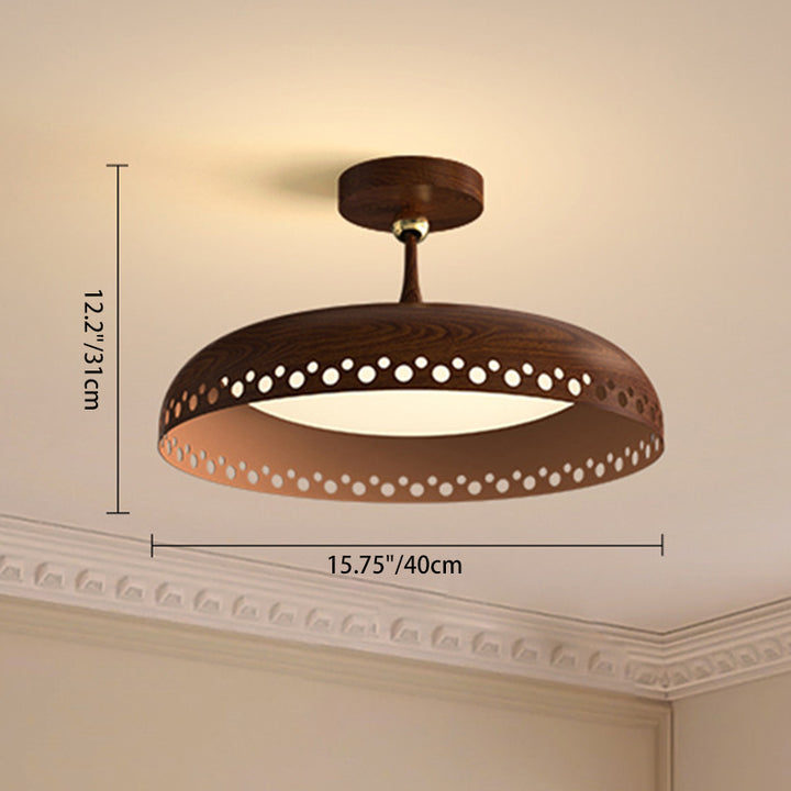 Moderne Übergangsweise Eisen Faux Holzmaserung Acryl Runde LED Halbeinbau-Deckenleuchte für Schlafzimmer 