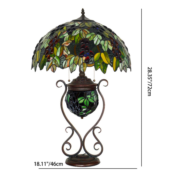 Lampe de table à 3 lumières en verre teinté en métal traditionnel Tiffany Cone pour chambre à coucher 