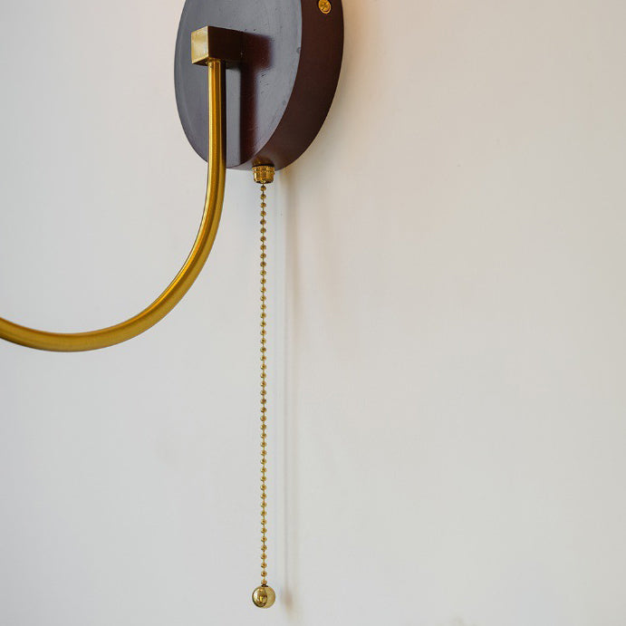 Lámpara Aplique de Pared de 1 Luz de Vidrio de Hierro Redonda Minimalista Moderna para Dormitorio 