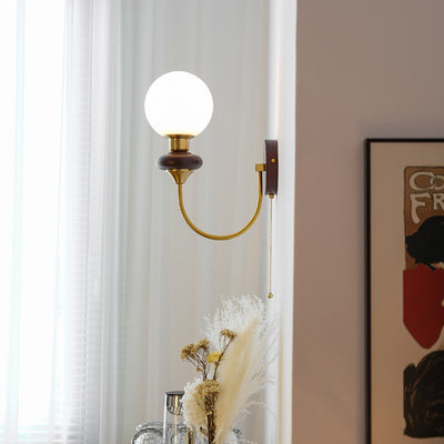 Lámpara Aplique de Pared de 1 Luz de Vidrio de Hierro Redonda Minimalista Moderna para Dormitorio 