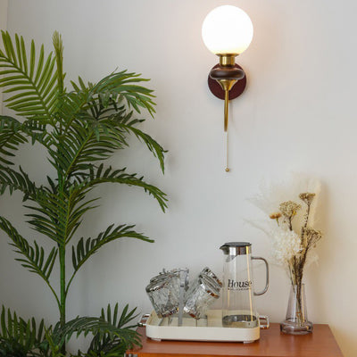 Lámpara Aplique de Pared de 1 Luz de Vidrio de Hierro Redonda Minimalista Moderna para Dormitorio 