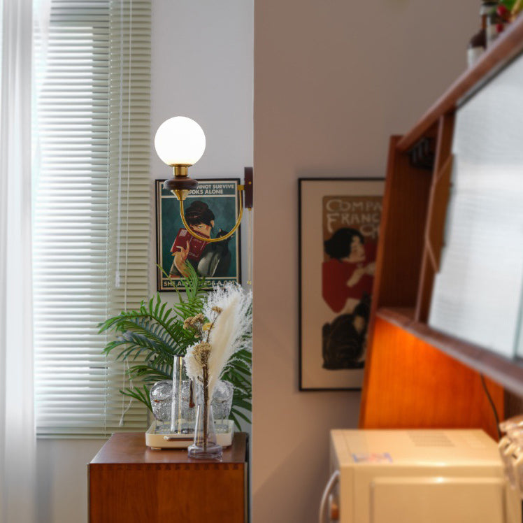 Lámpara Aplique de Pared de 1 Luz de Vidrio de Hierro Redonda Minimalista Moderna para Dormitorio 