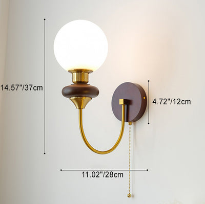 Lámpara Aplique de Pared de 1 Luz de Vidrio de Hierro Redonda Minimalista Moderna para Dormitorio 