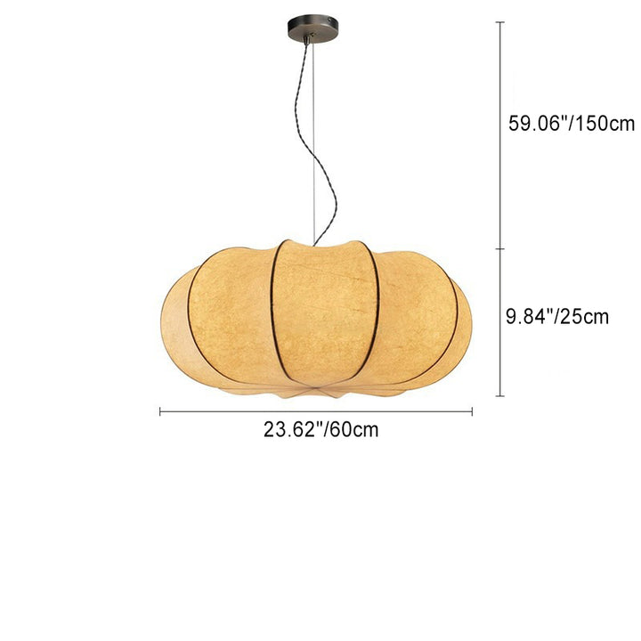 Lámpara colgante redonda japonesa tradicional Pumpkin de hierro y tela de 2/3 luces para sala de estar 