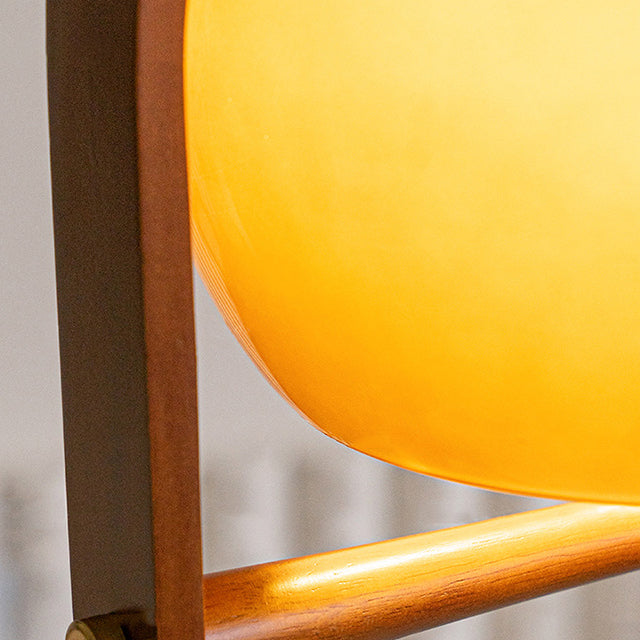 Moderne runde Pendelleuchte aus Holz und Glas im Mid-Century-Stil mit 1 Licht für Schlafzimmer 