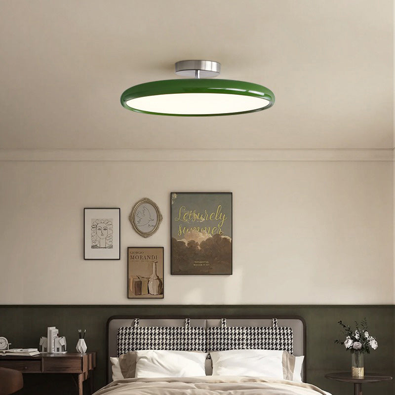 Moderne minimalistische runde Eisen Acryl LED Semi-Flush Mount Deckenleuchte für Schlafzimmer 