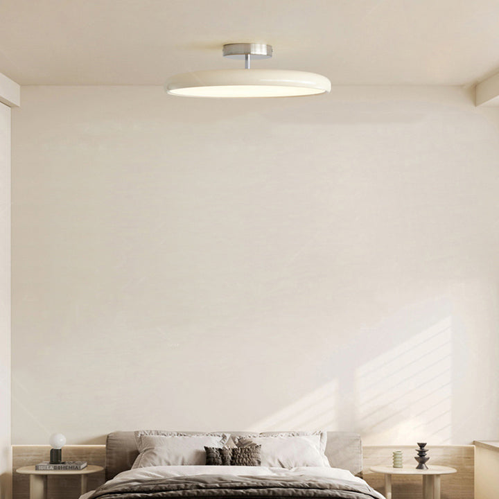 Moderne minimalistische runde Eisen Acryl LED Semi-Flush Mount Deckenleuchte für Schlafzimmer 