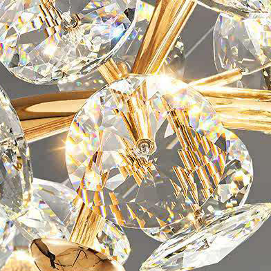 Lustre LED en Cristal Métal Rond Moderne de Luxe pour Chambre 