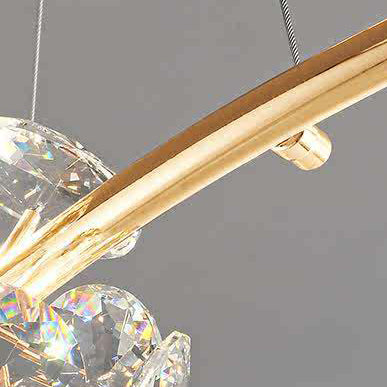 Lustre LED en Cristal Métal Rond Moderne de Luxe pour Chambre 