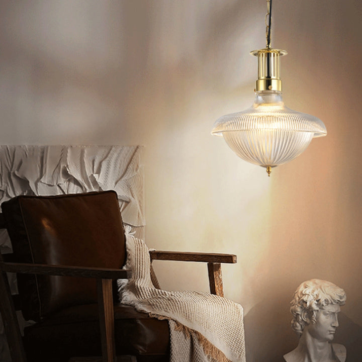 Lámpara colgante de 1 luz de vidrio de hierro redondo tradicional francesa para dormitorio 