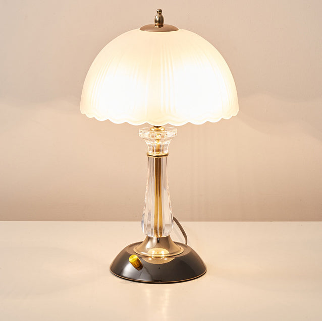 Lampe de Table Moderne de Luxe Ronde avec Parapluie en Métal et Verre à 1 Lumière pour Chambre 