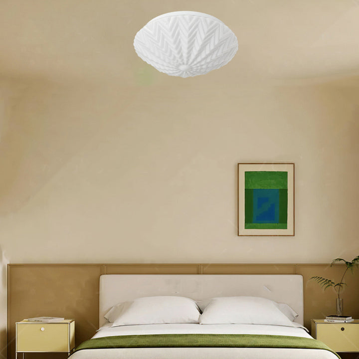 Luz de techo LED empotrada contemporánea escandinava de hierro y vidrio redonda en forma de cúpula ovalada para dormitorio 