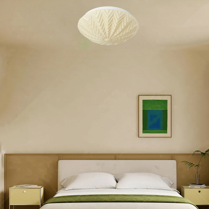 Luz de techo LED empotrada contemporánea escandinava de hierro y vidrio redonda en forma de cúpula ovalada para dormitorio 