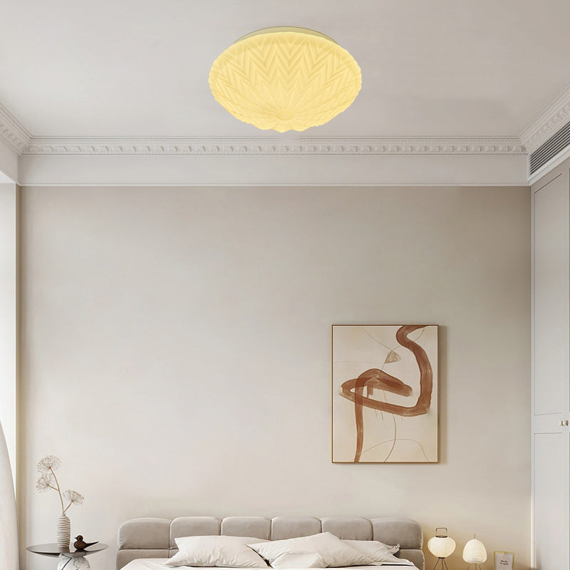 Luz de techo LED empotrada contemporánea escandinava de hierro y vidrio redonda en forma de cúpula ovalada para dormitorio 