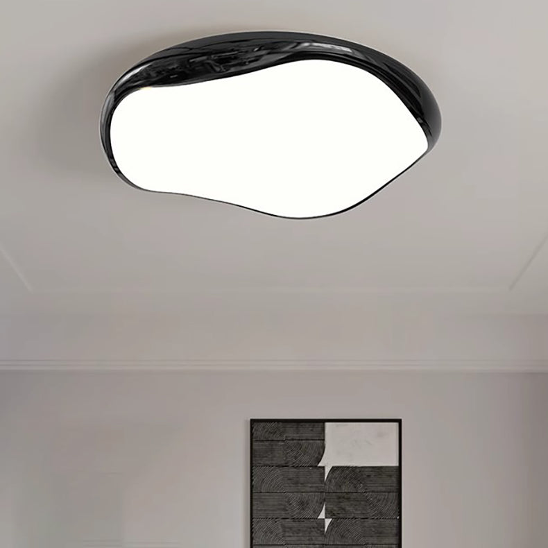Plafonnier LED rond irrégulier en fer et acrylique crème minimaliste moderne pour chambre 