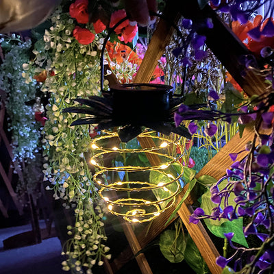 مصباح LED خارجي حديث على شكل أناناس مستدير بأسلوب آرت ديكو مصنوع من النحاس والحديد للطاقة الشمسية للحديقة 