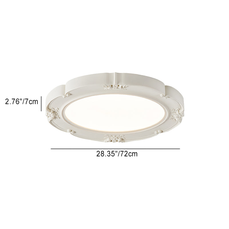 Luz de techo LED de resina acrílica moderna minimalista en forma de cúpula redonda tallada en crema para dormitorio 