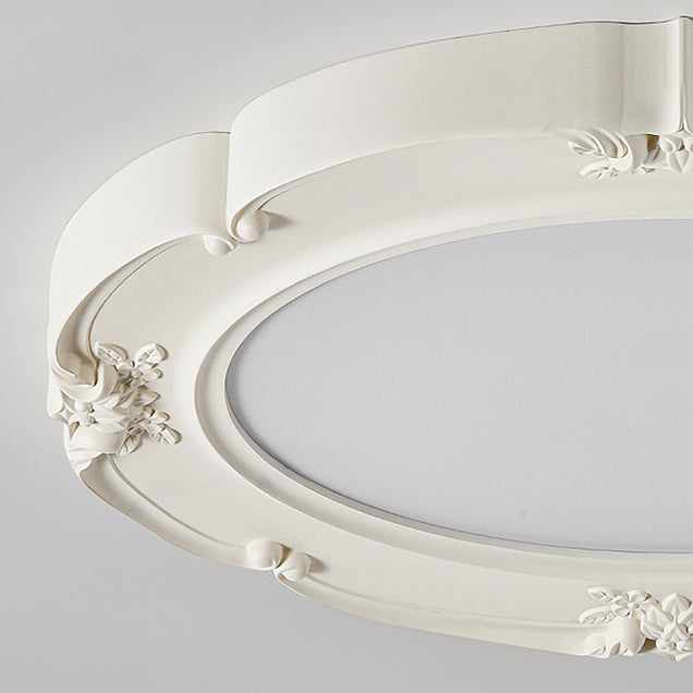 Luz de techo LED de resina acrílica moderna minimalista en forma de cúpula redonda tallada en crema para dormitorio 