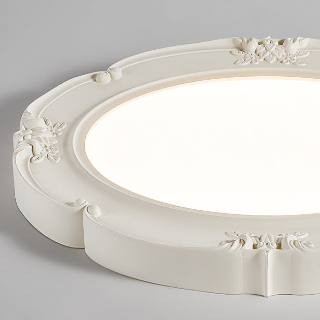 Luz de techo LED de resina acrílica moderna minimalista en forma de cúpula redonda tallada en crema para dormitorio 