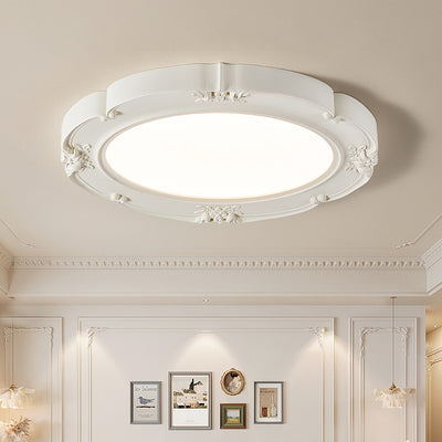 Luz de techo LED de resina acrílica moderna minimalista en forma de cúpula redonda tallada en crema para dormitorio 