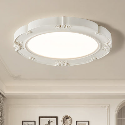 Luz de techo LED de resina acrílica moderna minimalista en forma de cúpula redonda tallada en crema para dormitorio 